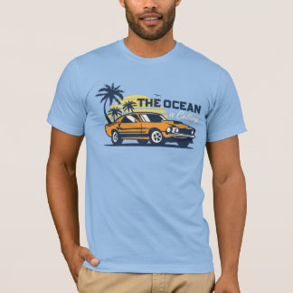 Der Ozean Ruft Retro-Strand-Auto Sommer T-Shirt