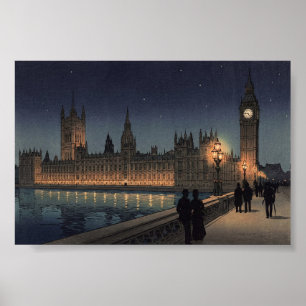 Der Palace of Westminster Japanischer Holzschnitt Poster