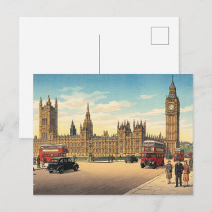 Der Palace of Westminster Japanischer Holzschnitt Postkarte