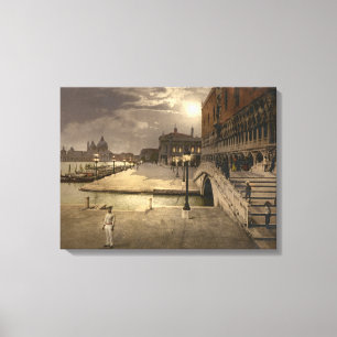 Der Palast des Doges durch Mondschein, Venedig, Leinwanddruck