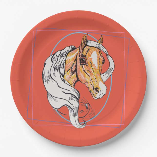 Der Palomino (Lachs) Pappteller (Vorderseite)