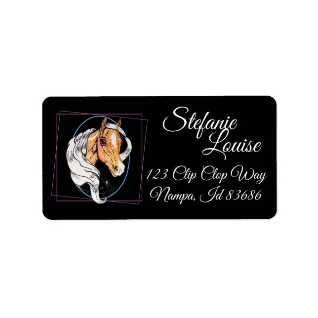 Der Palomino (schwarz) Adressaufkleber (Vorne)