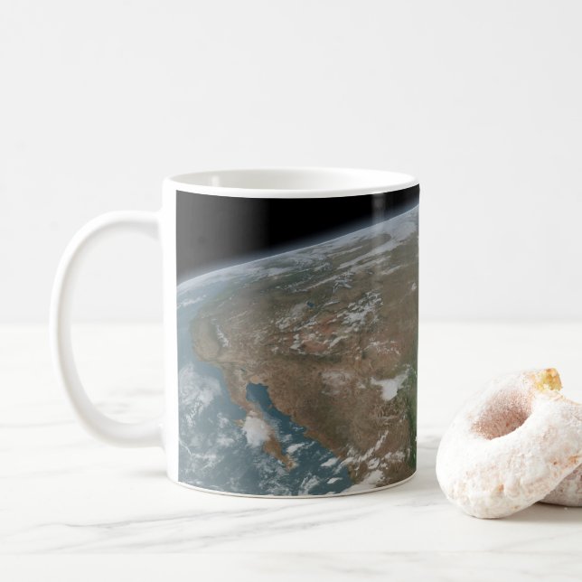 Der Panoramaplanet Erde und die USA. 2 Kaffeetasse (Mit Donut)