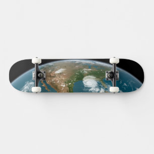 Der Panoramaplanet Erde und die USA. Skateboard