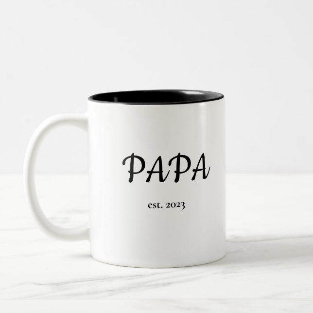 Der Papa Est des modernen Vaters. Datum mit Kinder Zweifarbige Tasse (Links)