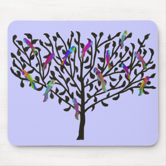 Der Papageien-Baum Mousepad (Vorne)