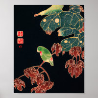 Der Paroquet Vintag Bird japanischen Holzblock Pri