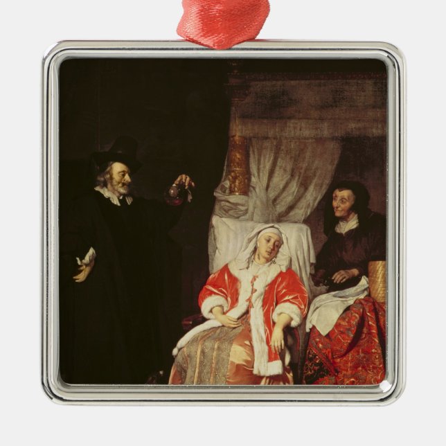 Der Patient und der Doktor, 1660s Ornament Aus Metall (Vorne)