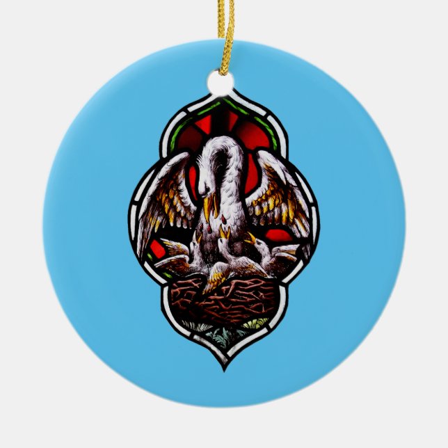 Der Pelikan als Christliches Symbol Keramik Ornament (Vorne)