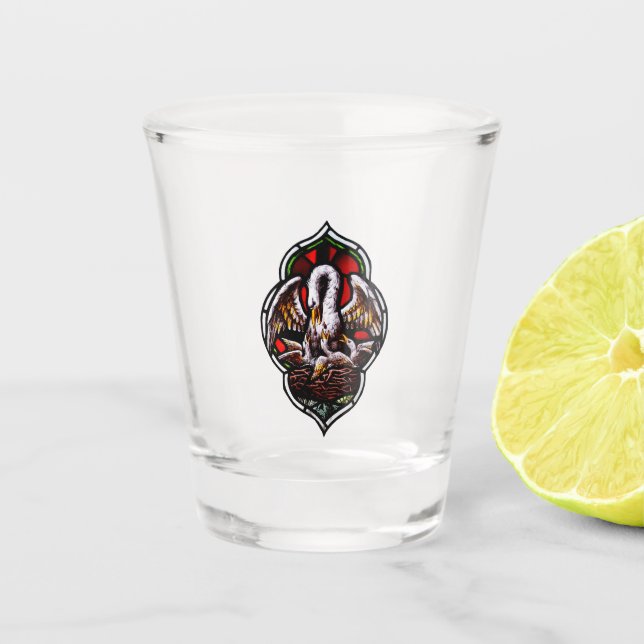 Der Pelikan als Christliches Symbol Schnapsglas (Vorderseite)