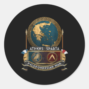 Der Peloponnesische Krieg Athen gegen Sparta Alte Runder Aufkleber