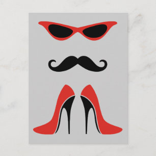 Der perfekte Look in Schwarz & Rot Postkarte