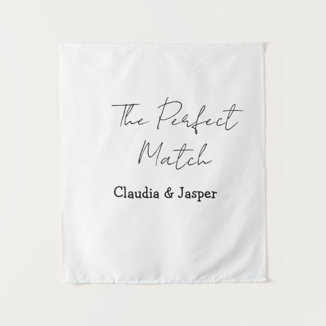 Der perfekte Match-Name einfaches Paar Hochzeit Wandteppich (Vorderseite)
