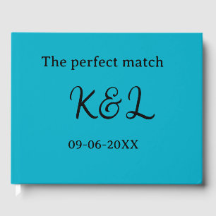 Der perfekte Match-Paar-Name-Buchstabe-Datum Blau  Gästebuch