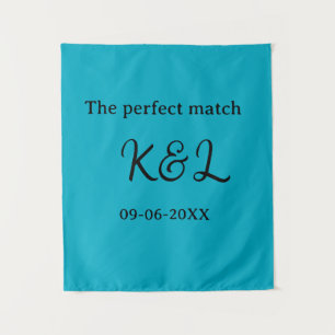 Der perfekte Match-Paar-Name-Buchstabe-Datum Blau  Wandteppich