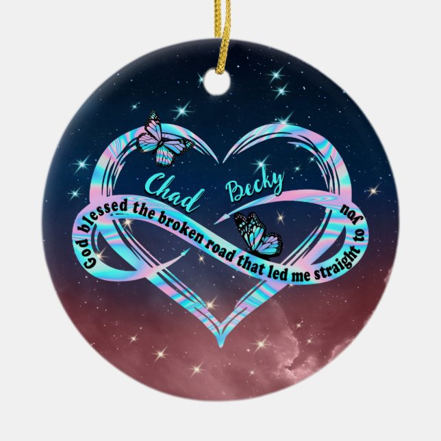 Der personalisierte Gott segnete den gebrochenen W Keramik Ornament (Vorne)