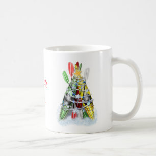 Der personalisierte Kayak-Weihnachtsbaum Tasse