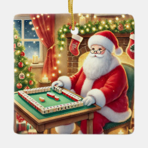Der personalisierte Mahjong-Spieler des Weihnachts Keramikornament