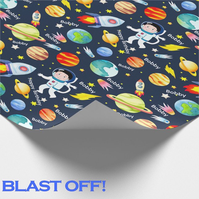 Der personalisierte Name Rocket Man des Astronaute Geschenkpapier (Von Creator hochgeladen)