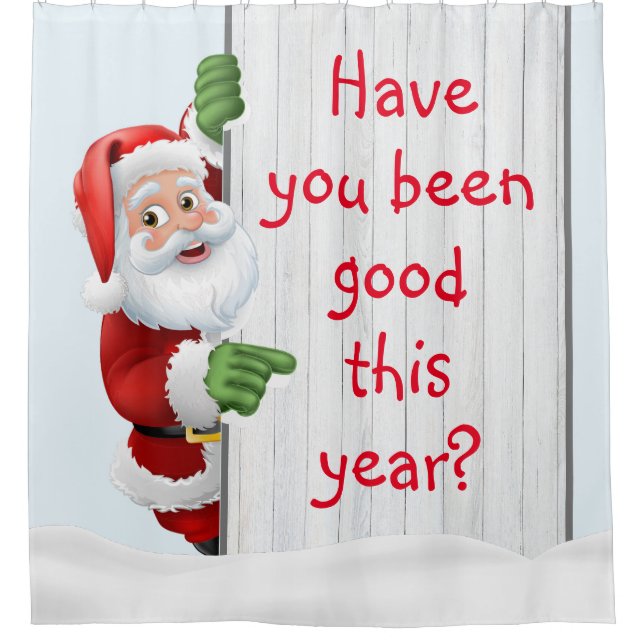Der personalisierte Weihnachtsmann im Schnee Duschvorhang (Vorderseite)