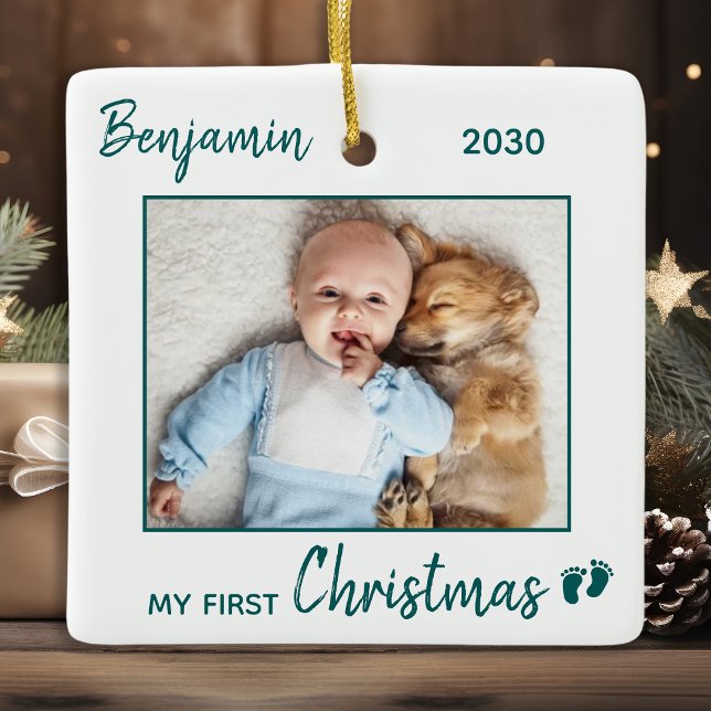 Der Personalisierte Weihnachtsurlaub für das Baby Keramikornament (Von Creator hochgeladen)