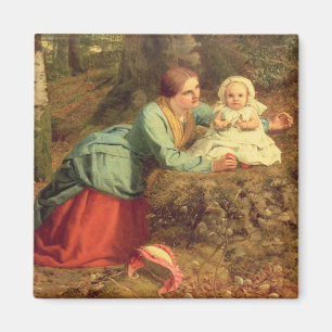 Der Pfad, auf dem die braunen Blätter verteilt sin Magnet