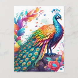 Der Pfau ist ein farbenfroher Vogel, der bekannt i Postkarte