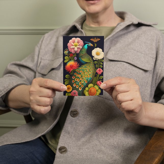 Der Pfau | Modernes Haeckel Custom Karte (Von Creator hochgeladen)