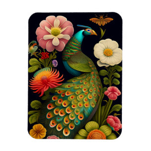 Der Pfau   Modernes Haeckel Magnet
