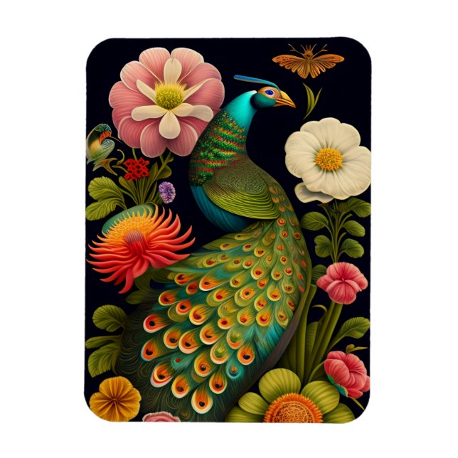 Der Pfau | Modernes Haeckel Magnet (Vertikal)