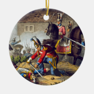 Der Pferdeschutz am Kampf von Waterloo, engrav Keramik Ornament