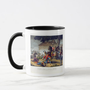 Der Pferdeschutz am Kampf von Waterloo, engrav Tasse