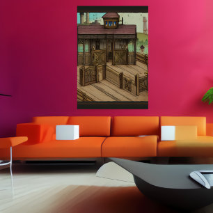 Der Pferdestall in der Stadt AI Art Poster