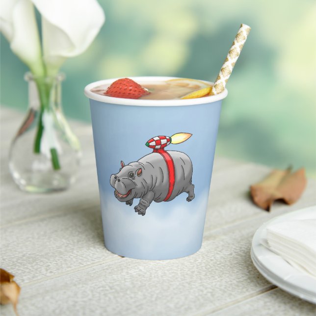 Der Phantastische Flug von Rocket Hippo Pappbecher (In Situ)