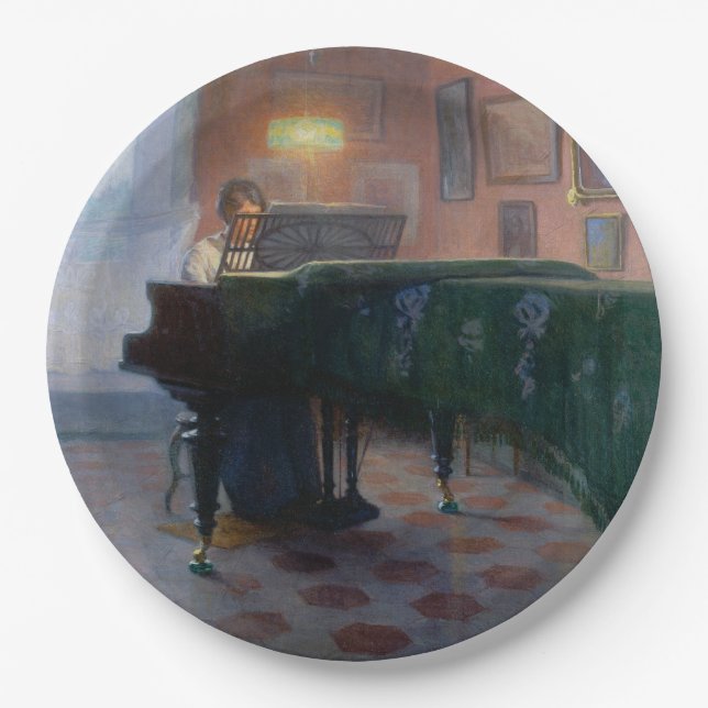 Der Pianist (Musikerin) Pappteller (Vorderseite)