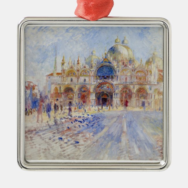 Der Piazza San Marco, Venedig, 1881 (Öl auf Silbernes Ornament (Vorne)