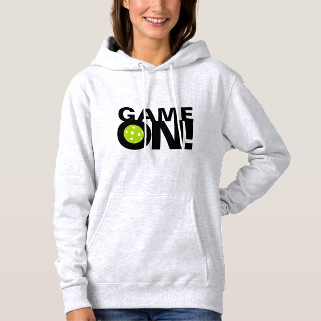 Der Pickleball der Frauen Hoodie: "SPIEL AN! " Hoodie (Vorderseite)