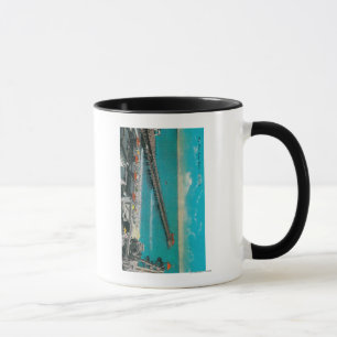 Der Pier und der Strand und das Long Beach Tasse