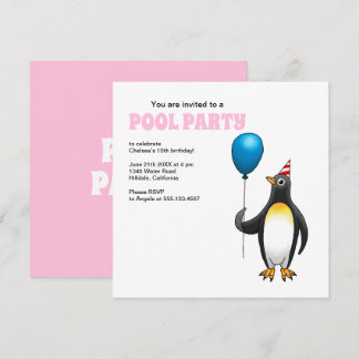 Der Pinguin lädt Sie zu einem Party ein Einladung