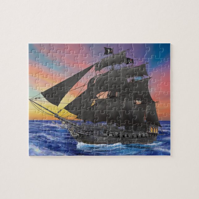 Der Piraten-Schiff des schwarzen Bartes Puzzle (Horizontal)