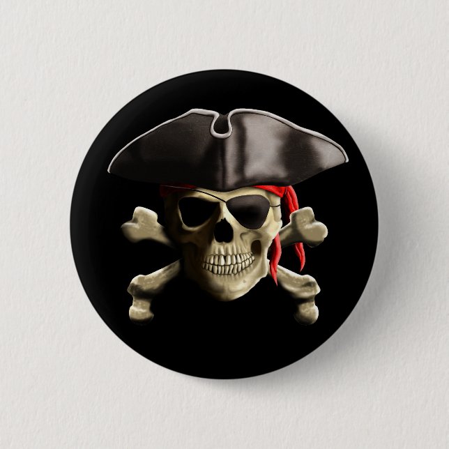 Der Piratenflagge-Piraten-Schädel Button (Vorderseite)