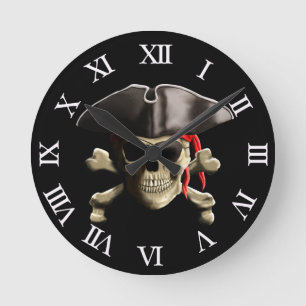 Der Piratenflagge-Piraten-Schädel Runde Wanduhr