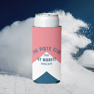 Der Piste Club Pink White Blue Peak Winterski Selters Dosenkühler