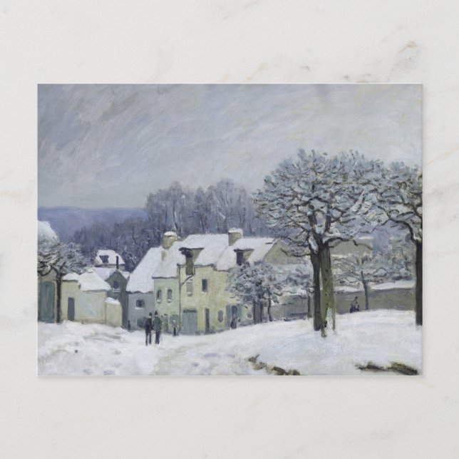 Der Place du Chenil in Marly-le-Roi, Schnee, 1876 Postkarte (Vorderseite)