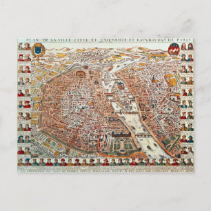 Der Plan von Paris grenzt an eine chronologische Postkarte