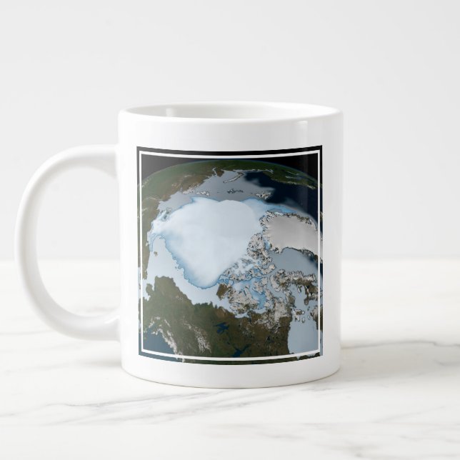Der Planet Erde zeigt eine Eisdecke im Jahr 1980. Jumbo-Tasse (Links)