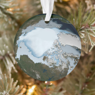Der Planet Erde zeigt eine Eisdecke im Jahr 1980. Ornament