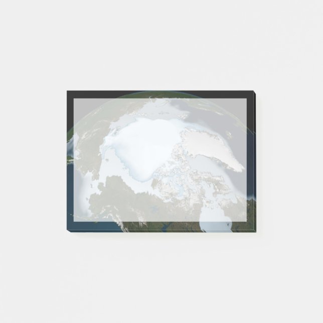 Der Planet Erde zeigt eine Eisdecke im Jahr 1980. Post-it Klebezettel (Vorderseite)