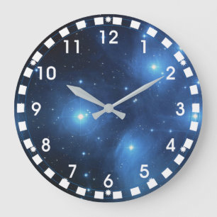 Der Plejaden-Sternenhaufen mit weißem Rahmen Große Wanduhr