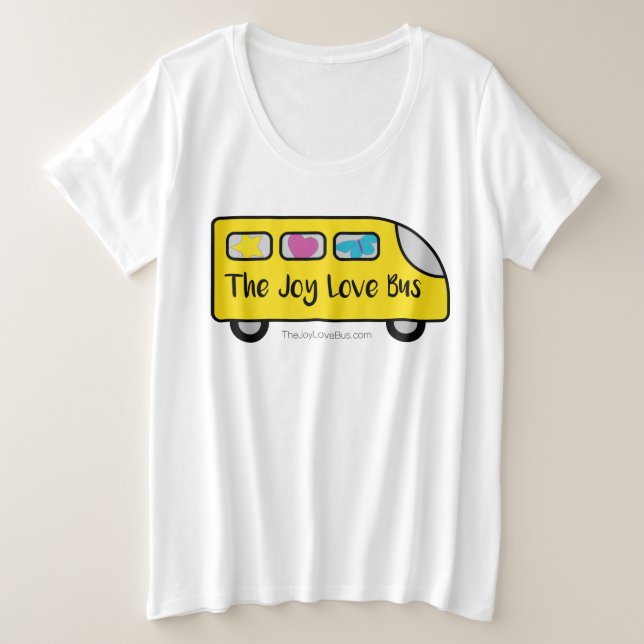 Der Plusgrößen-Freude-Liebe-Bus-Logo-T - Shirt (Design vorne)